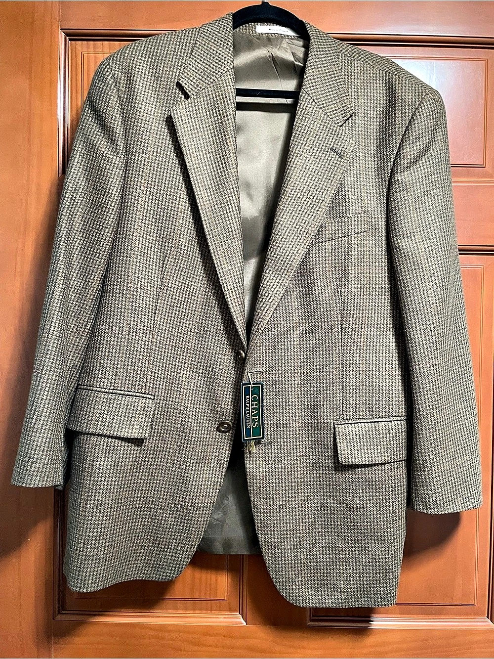 New Old Stock 1990’s Chaps Ralph Lauren sport coat Houndstooth Brown & Green